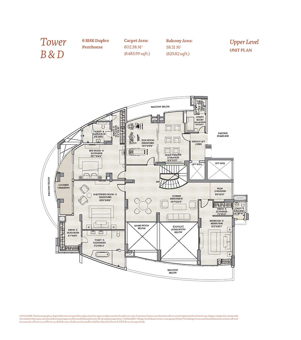 Lushlands 6 BHK Duplex Penthouse - upper level