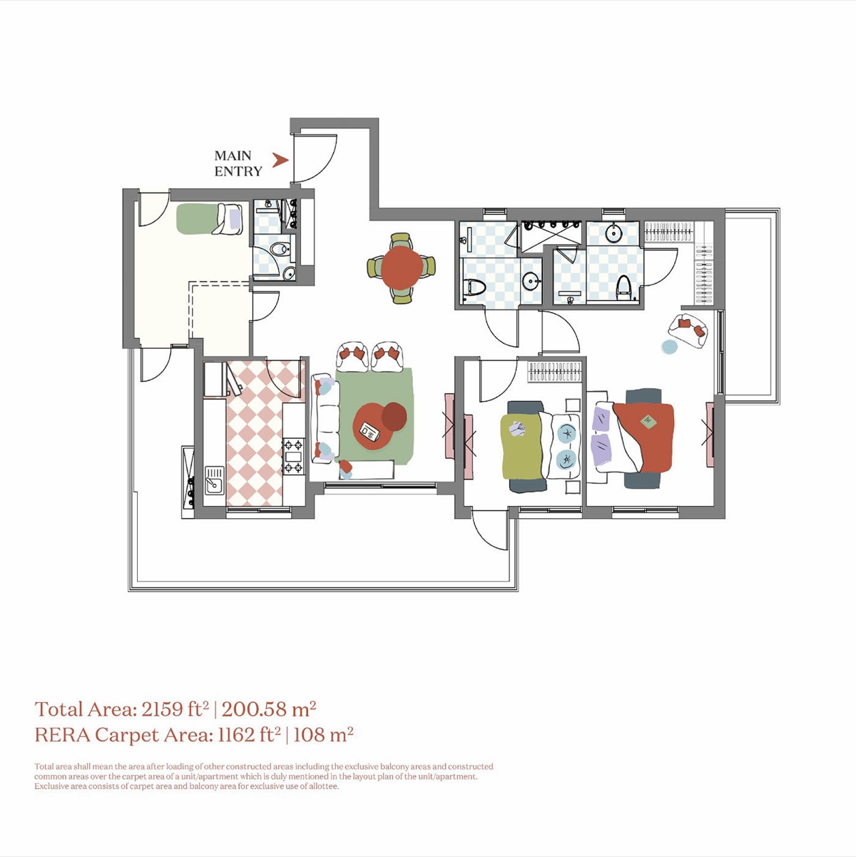 Senior Living Residences at Estate 360 (managed by Antara) 2 Bedroom+ Type C (carpet 1,162 sq ft)