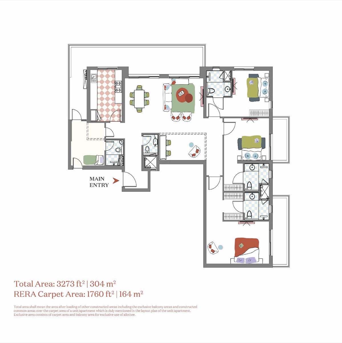 Senior Living Residences at Estate 360 (managed by Antara) 3 Bedrooms+ Type A (carpet 1,760 sq ft)