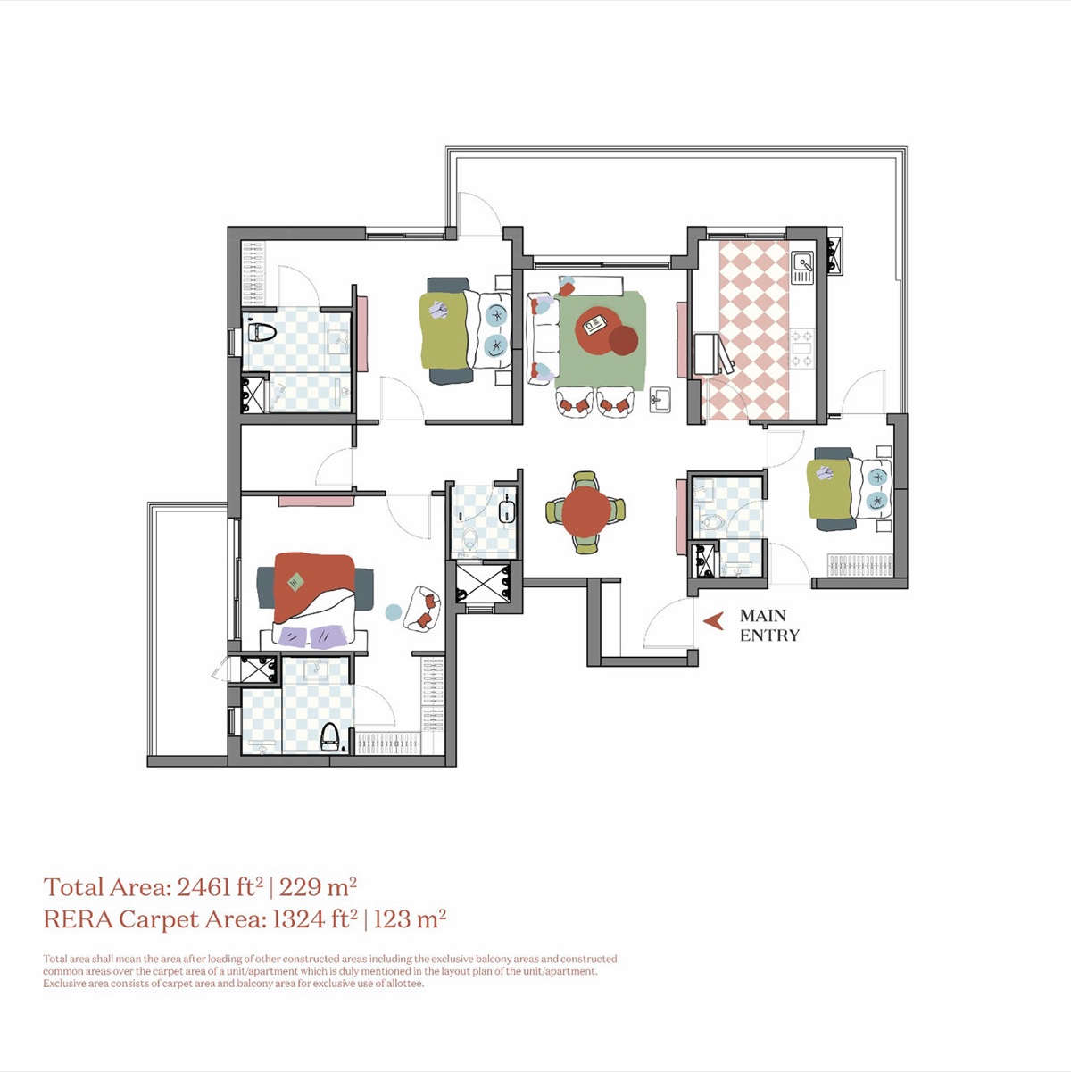 Senior Living Residences at Estate 360 (managed by Antara) 3 Bedrooms Type B (carpet 1,324 sq ft)