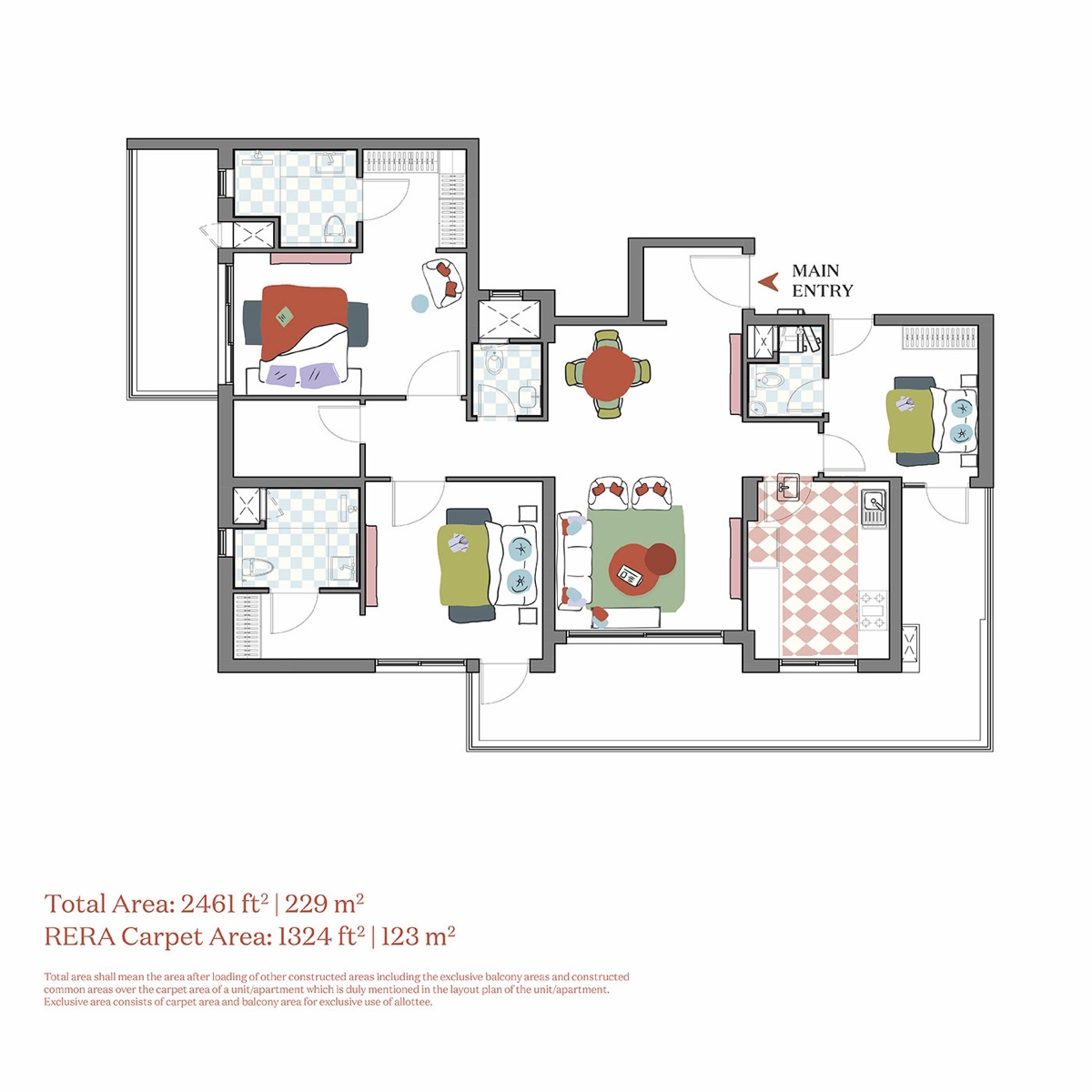 Senior Living Residences at Estate 360 (managed by Antara) 3 Bedrooms Type B Mirror (carpet 1,324 sq ft)