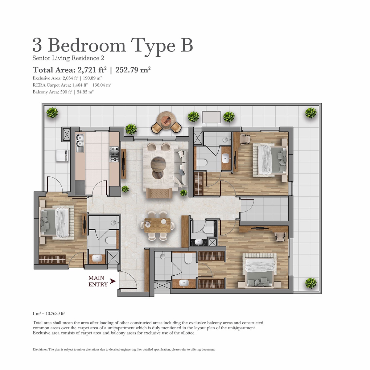 Senior Living Residences at Estate 361 (managed by Antara) 3 Bedroom Type B (carpet 1,464 sq ft)