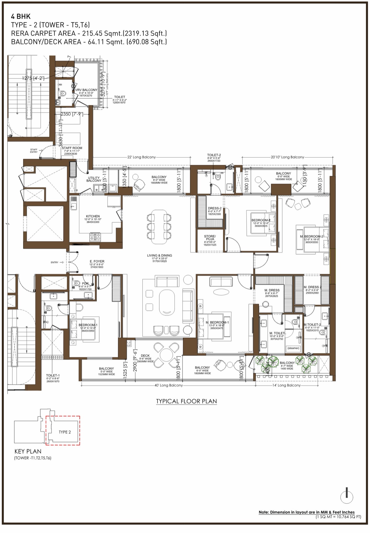 Birla Arika 4 BHK Type 2, Towers T1, T2, T5 & T6, 2,319 sq ft carpet