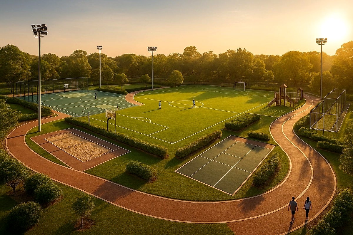 Sports courts and jogging track (illustrative image, not the developer's design)
