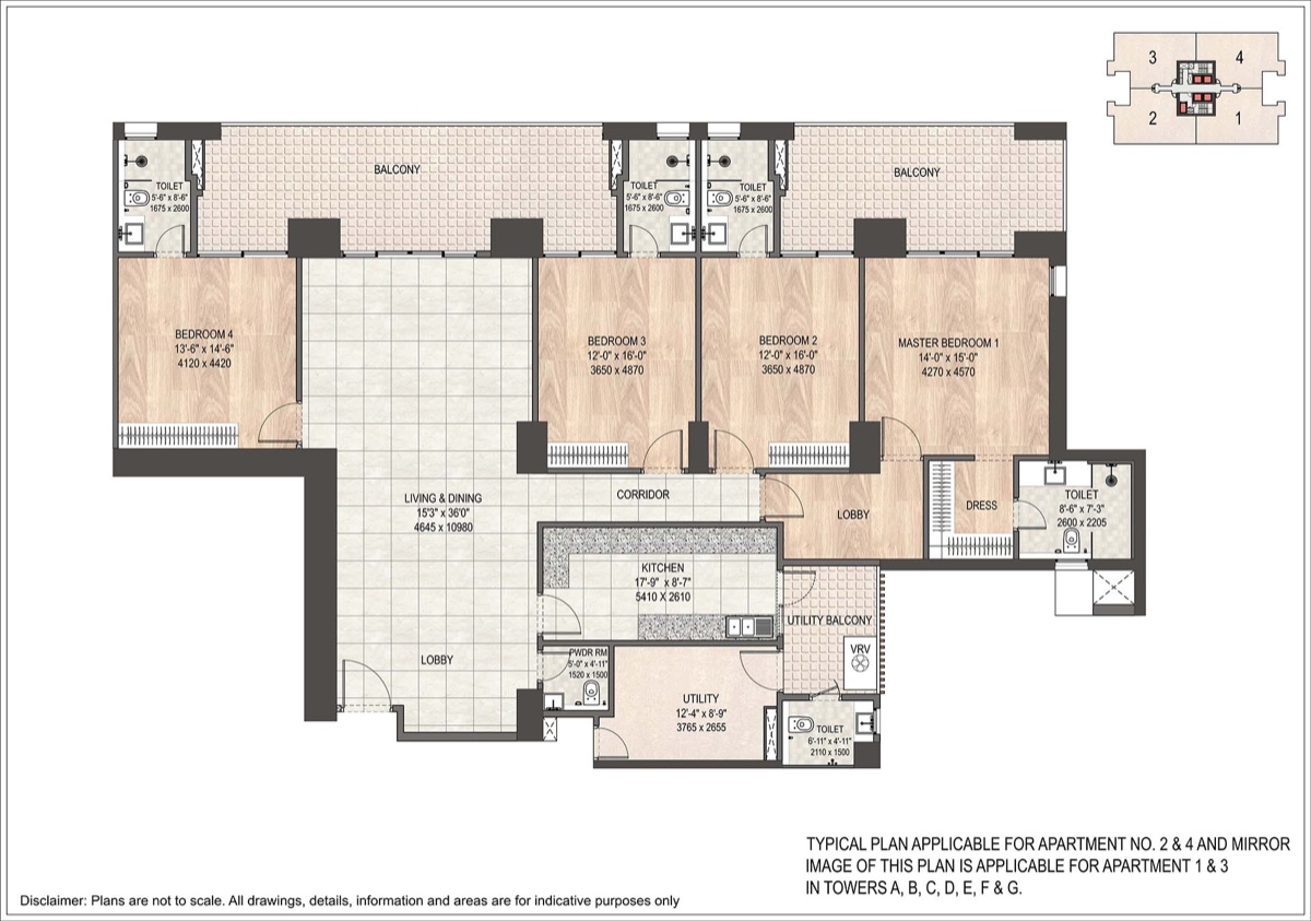 DLF Privana West 4 BHK typical unit