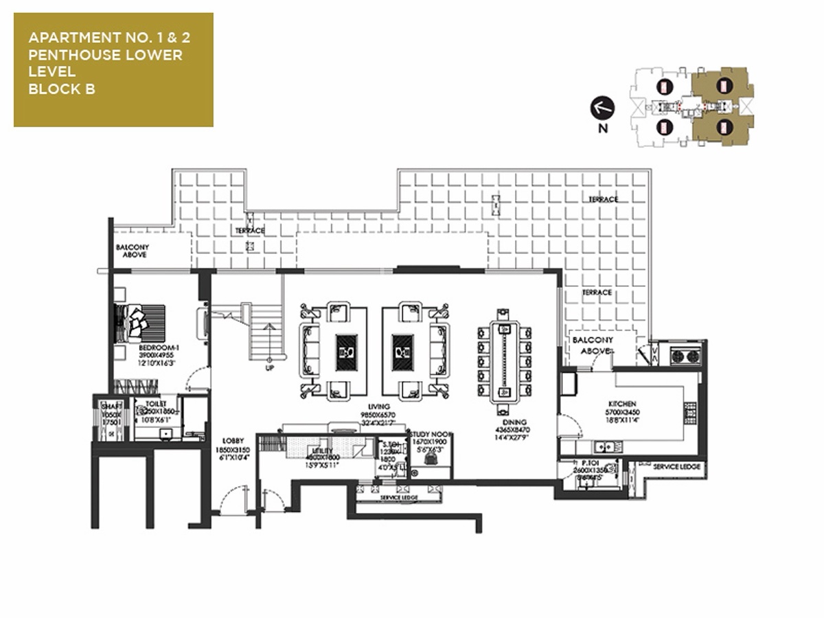 The Crest Penthouse lower level, apartments 1 & 2, Block B