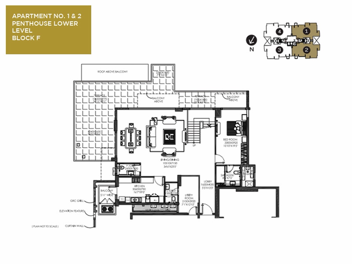 The Crest Penthouse lower level, apartments 1 & 2, Block F