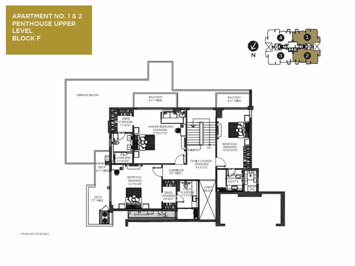 The Crest Penthouse upper level, apartments 1 & 2, Block F