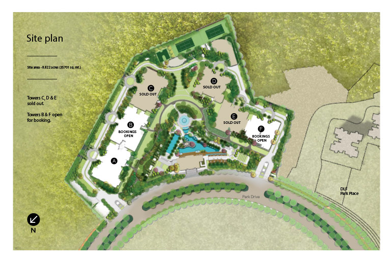 The Crest Site plan, 9 acres, Towers A-F