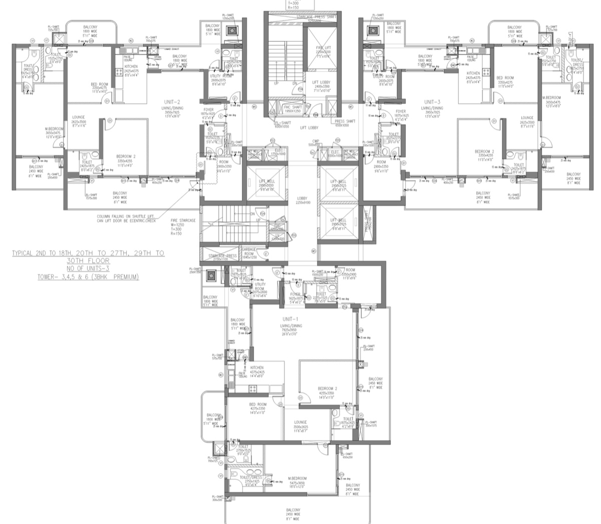 Elan The Presidential 3 BHK Premium typical floor, Towers 3, 4, 5 & 6