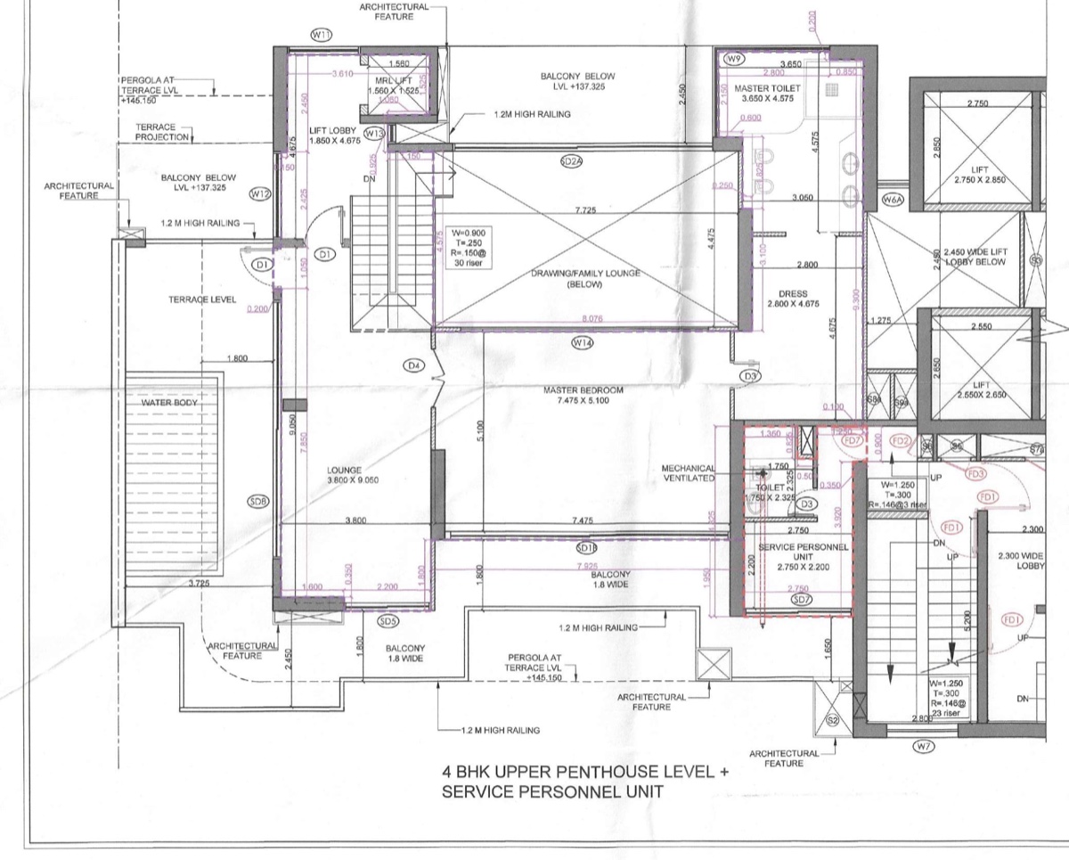 Elan The Statement 4 BHK penthouse upper level + service personnel unit, Tower 1