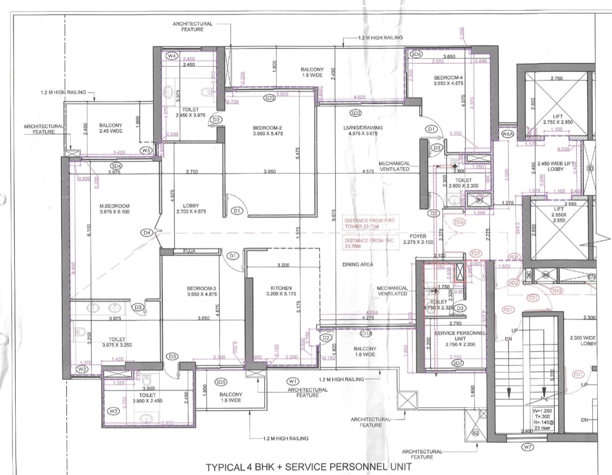 Elan The Statement 4 BHK typical + service personnel unit, Tower 1