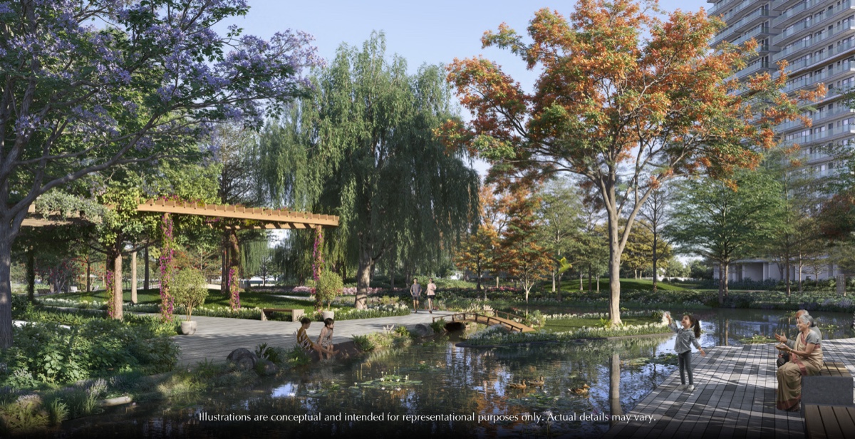 Central lake / greens render