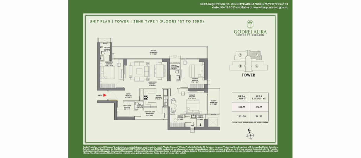 Godrej Alira 3 BHK Type 1