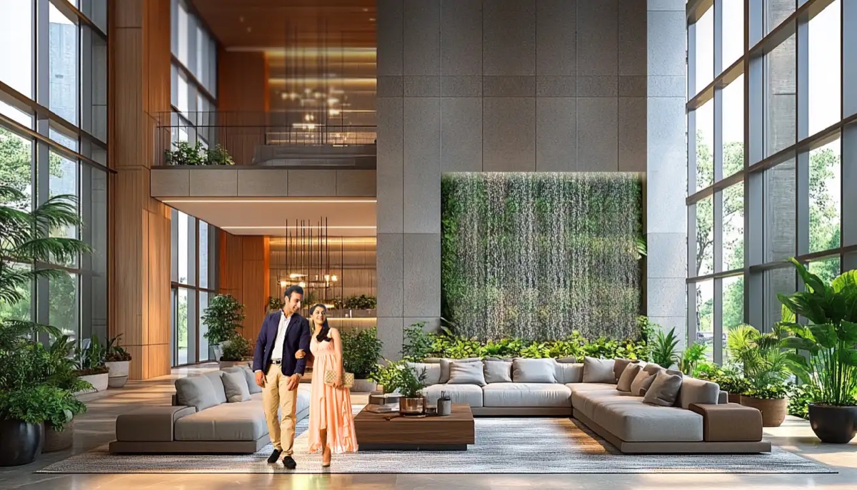 Double-height lobby