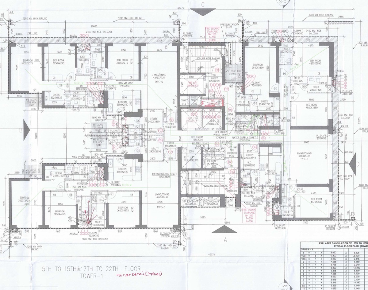 Godrej Astra Typical floor plan, Tower 1