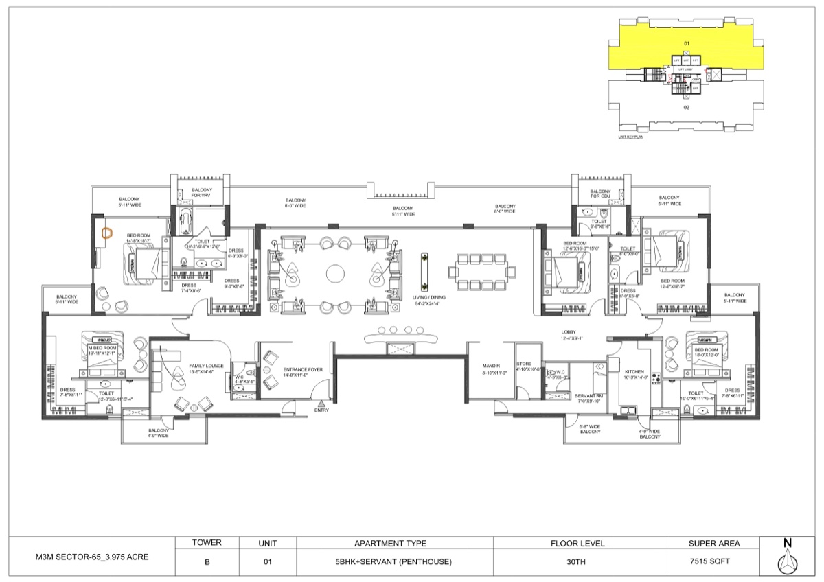 M3M Altitude 5 BHK penthouse, 7,515 sq ft super area