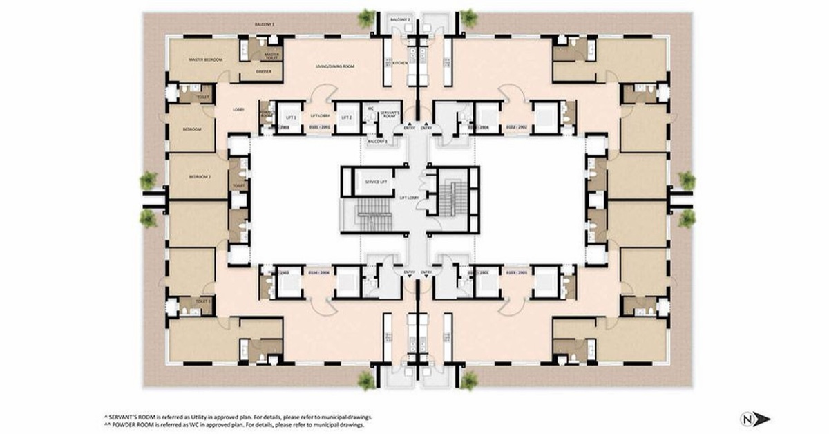 Mahindra Luminare Typical floor plan, Tower A