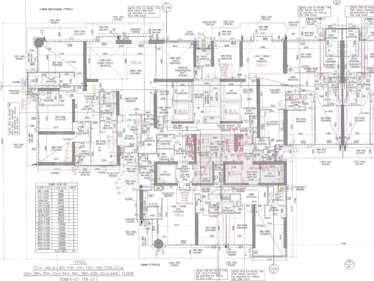 Trump Residences Gurgaon Typical even floor, Tower 1