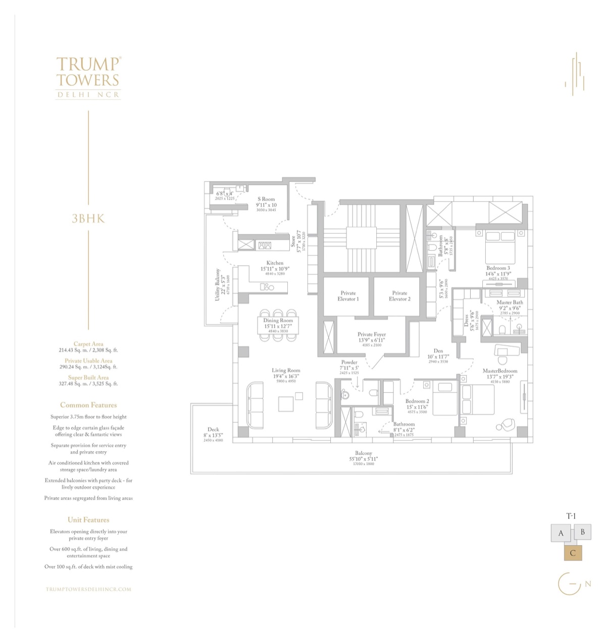 Trump Towers Delhi NCR 3 BHK