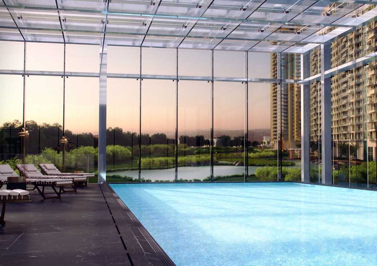 Indoor infinity pool render