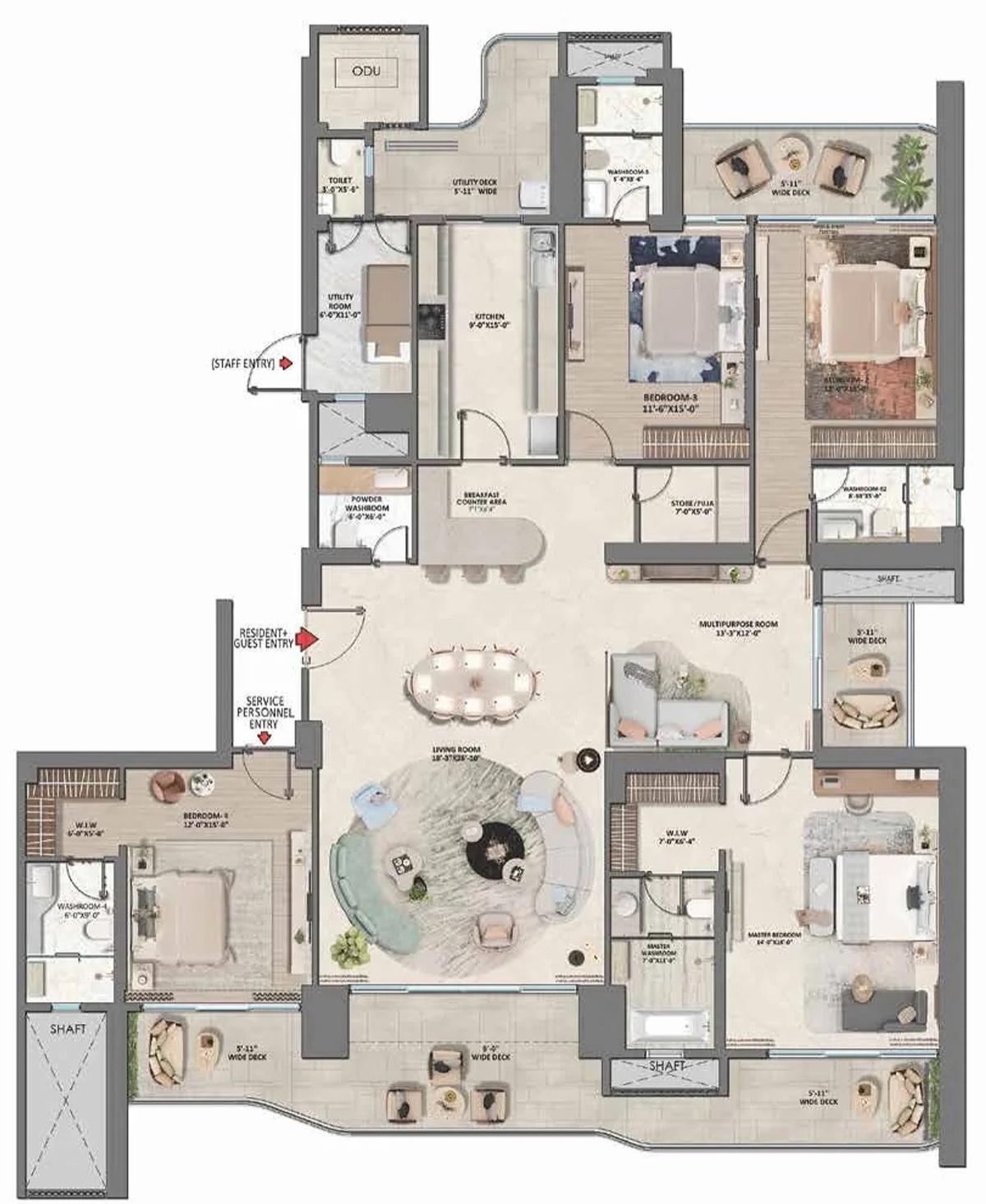Westin Residences Gurugram 4 BHK Large, Towers 5 & 6